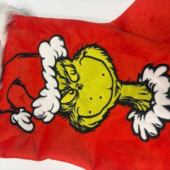 The Grinch Dr. Seuss 2 Pack Stocking Grinch Max Red Faux Fur Cuff NWT - Picture 6 of 7